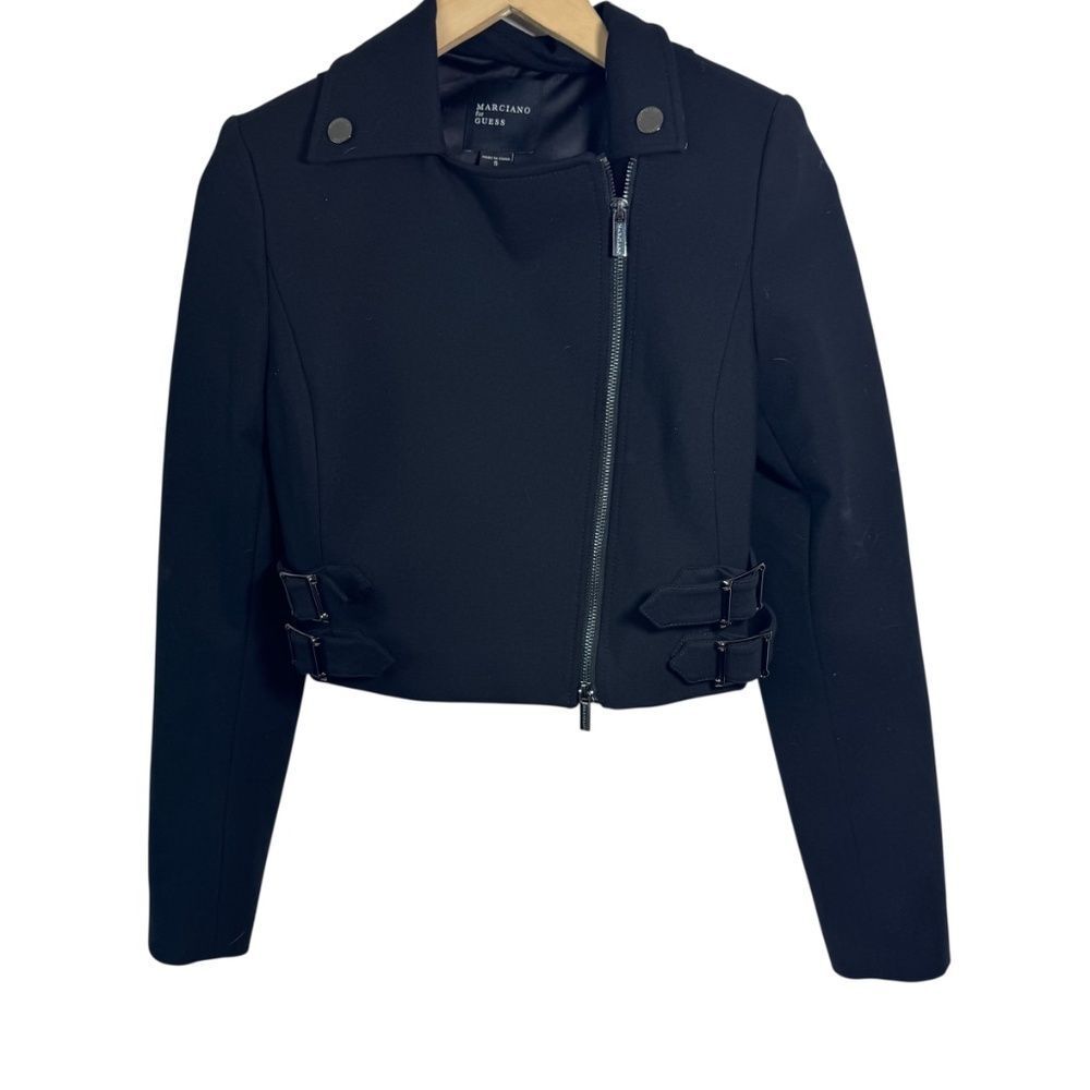 Marciano For Guess Women's Black Viscose Cropped‎ Moto Style Jacket Sz S
